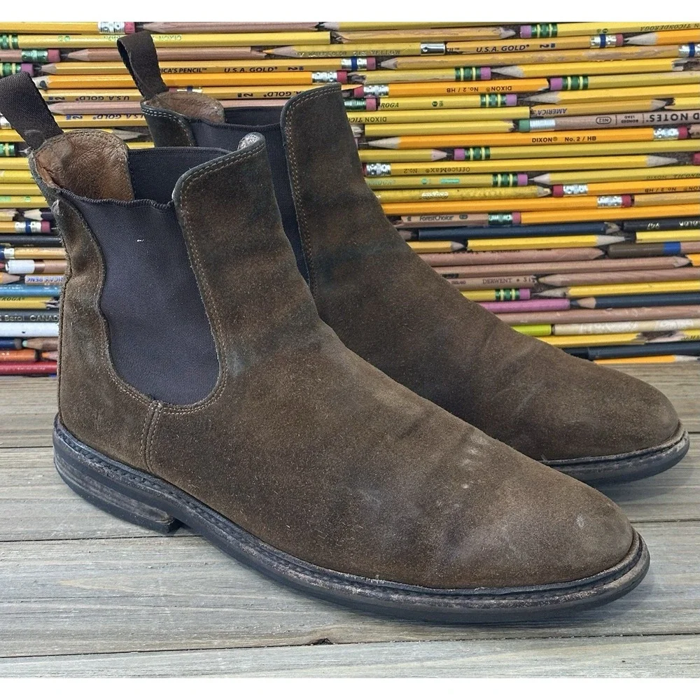 Frye Seth Suede Chelsea Boots Brown Preppy City Men's Size 9 D‎